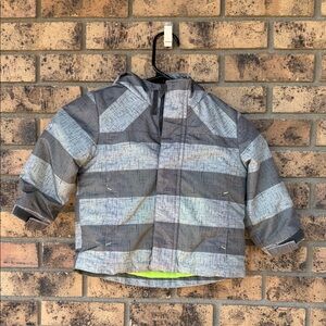 Cherokee Hooded Striped Puffer Jacket - Gray & Light Gray